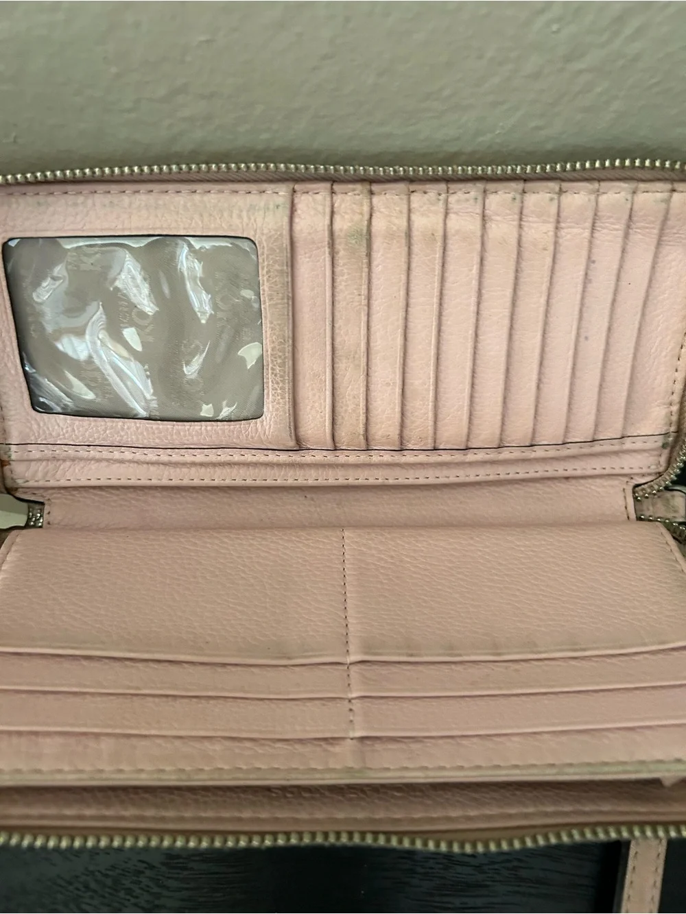 Michael Kors Pink Pebble Zip Wristlet and Brown Continental Wallet Set